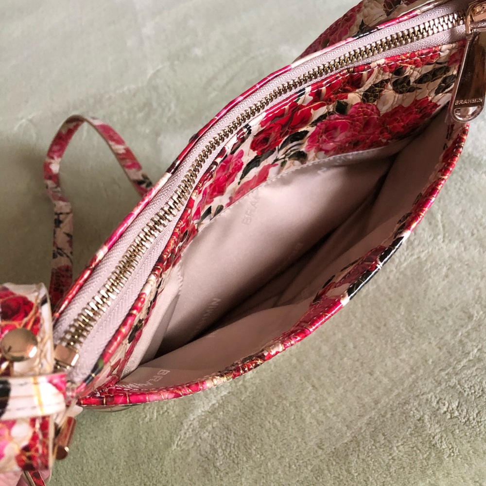 Brahmin bag Katherine Romantic Roses Ombré leather crossbody pink red croc Katie - Picture 4 of 13